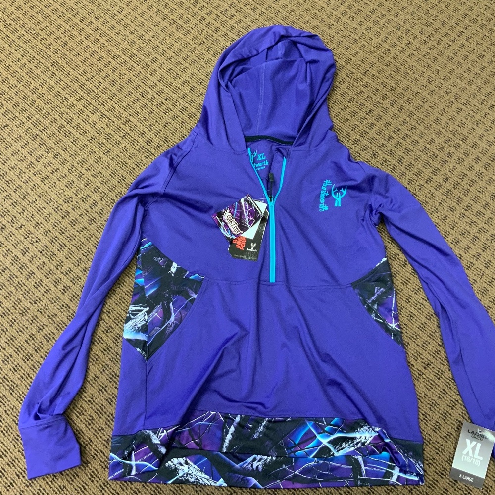 Huntworth women’s jacket with hood size XL three-quarter zip new